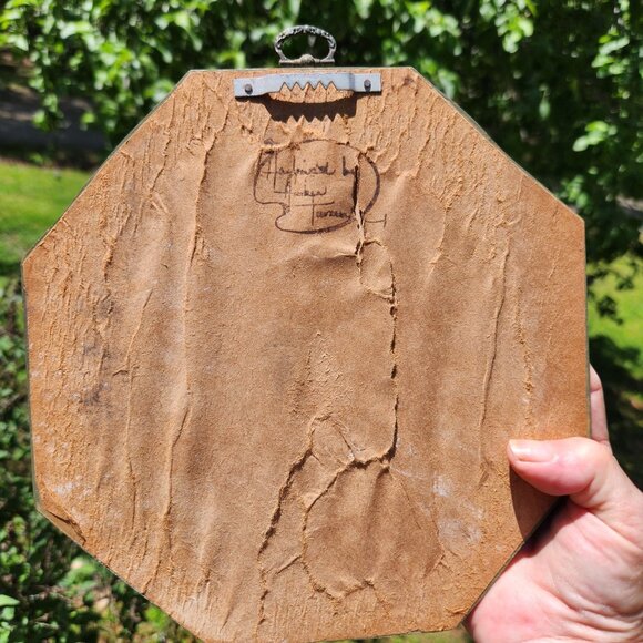 Vintage 3 Hand-Painted Octagonal Wooden Wall Plaques With Floral Designs Signed - Picture 11 of 13